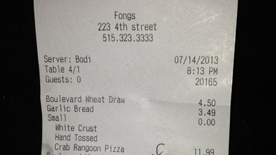 restaurant receipt goes viral