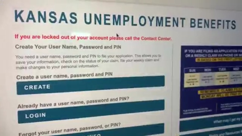 Picture of Kansas unemployment website